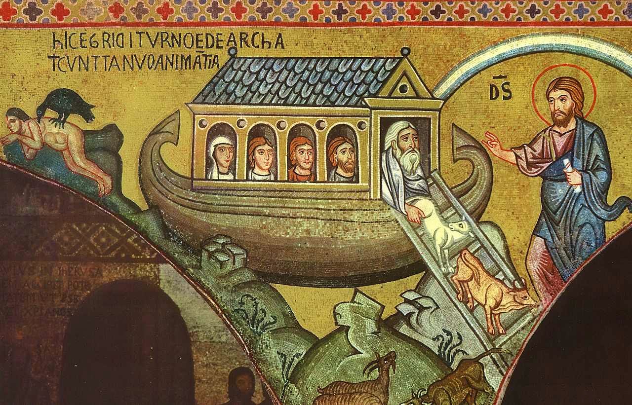 Arca de Noé. Mosaico da Capela Real, Monreale, Sicília.
