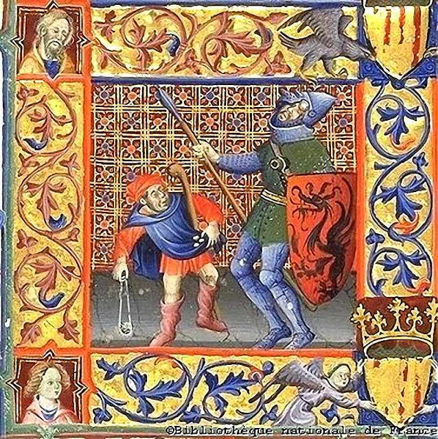 Davi combate contra Golias, Bibliotèque Nationale de France, breviário de Martim de Aragão